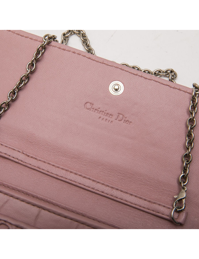 CHRISTIAN DIOR wallet in chain in light pink braided leather