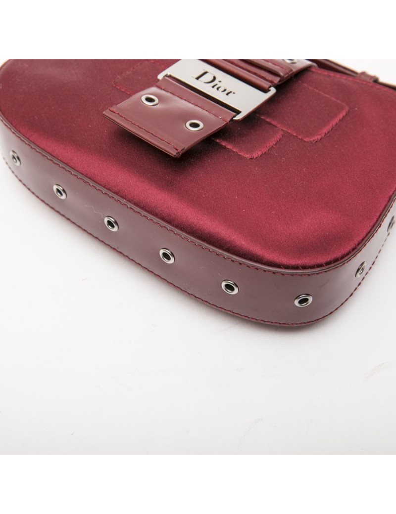 CHRISTIAN DIOR mini bag in burgundy satin and patent leather