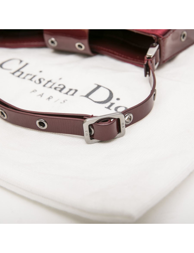 CHRISTIAN DIOR mini bag in burgundy satin and patent leather