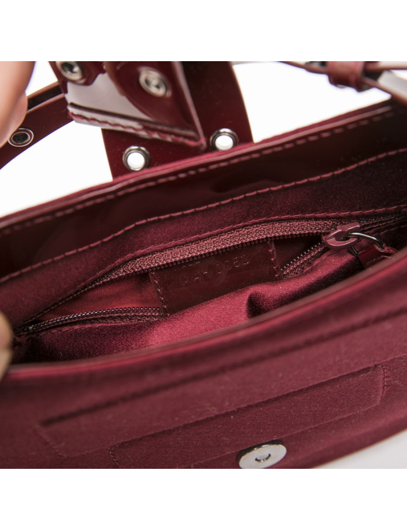 CHRISTIAN DIOR mini bag in burgundy satin and patent leather