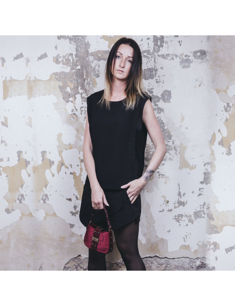 CHRISTIAN DIOR mini bag in burgundy satin and patent leather