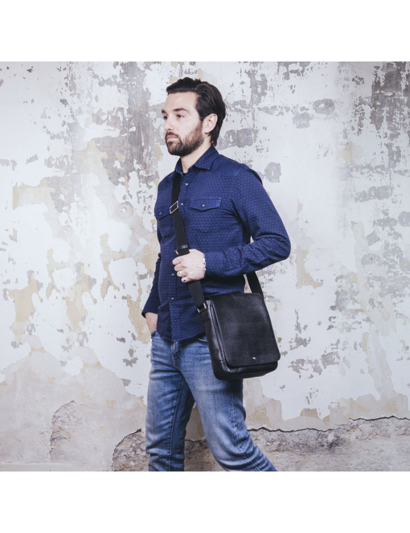 Sac MONTBLANC cuir grainé noir