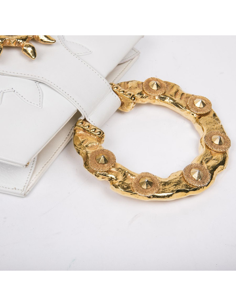 Sac KALINGER cuir blanc Vintage