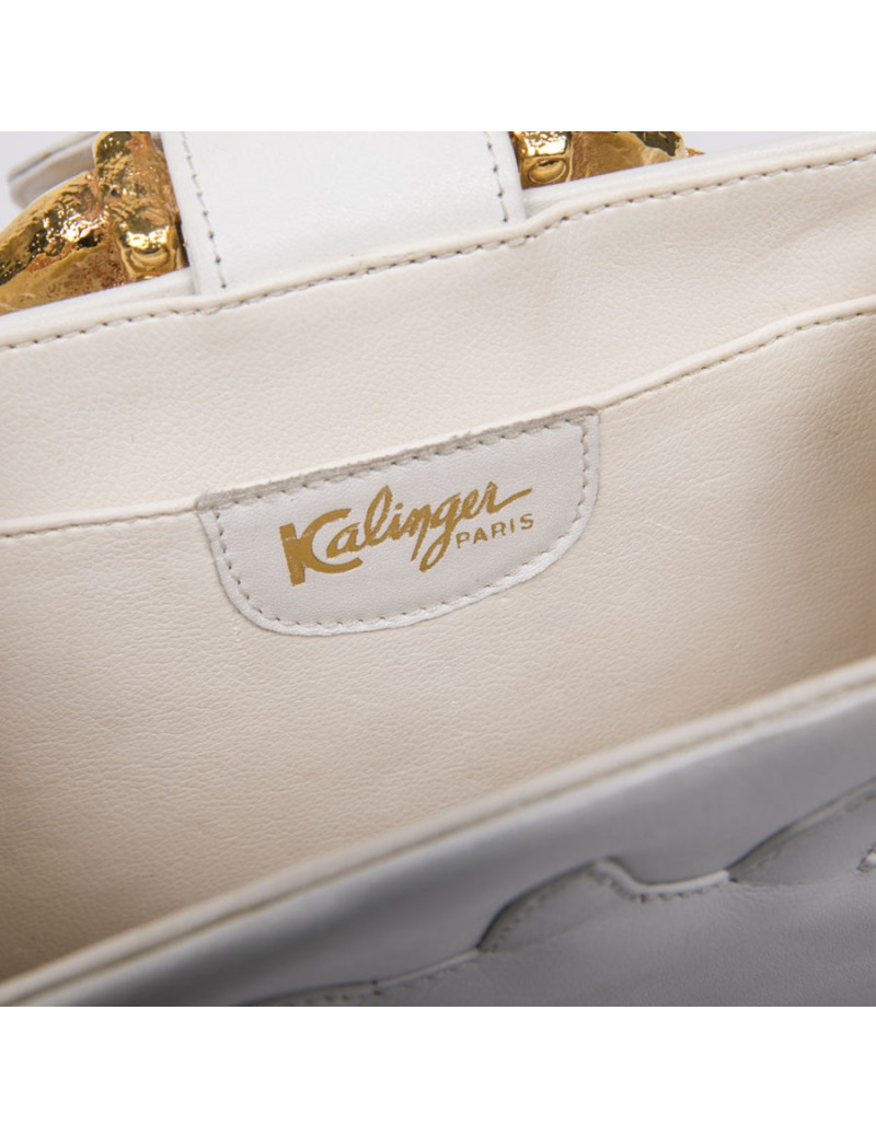 Sac KALINGER cuir blanc Vintage