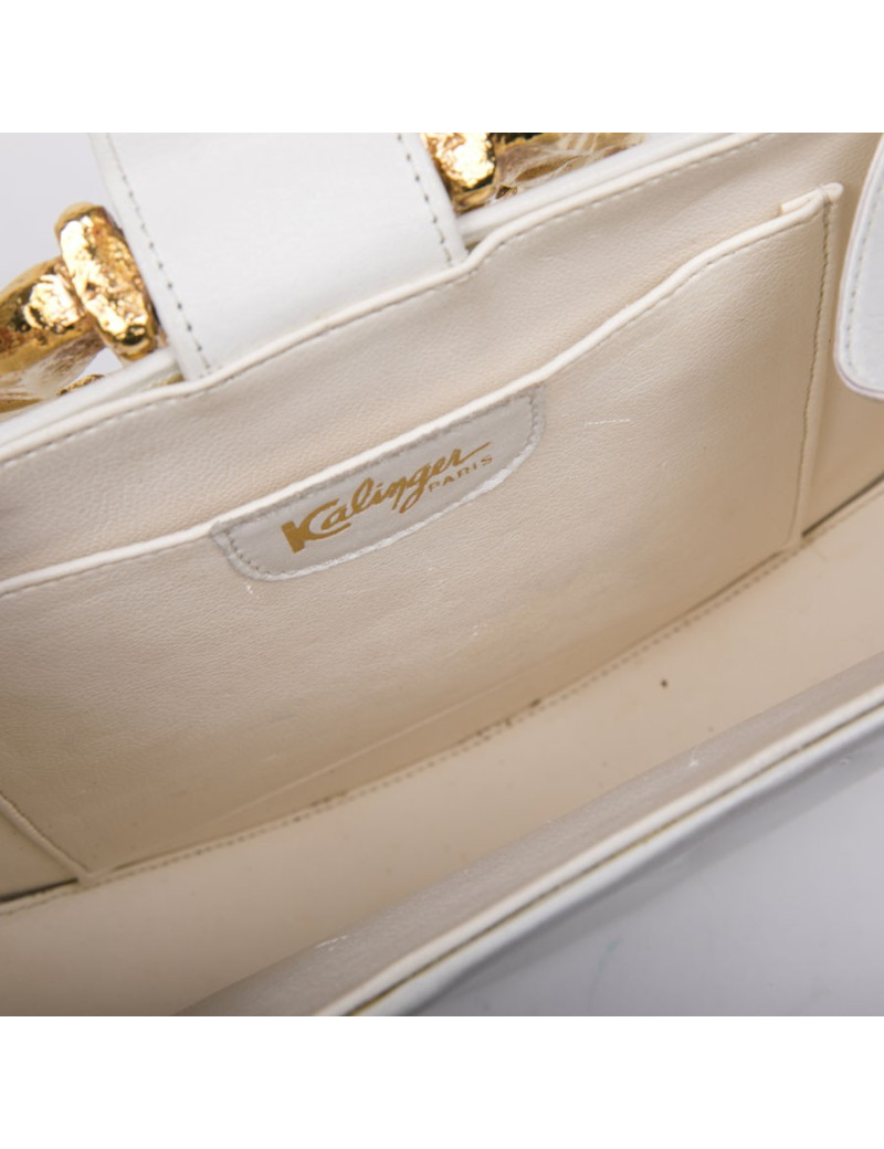 KALINGER vintage bag in white lambskin leather