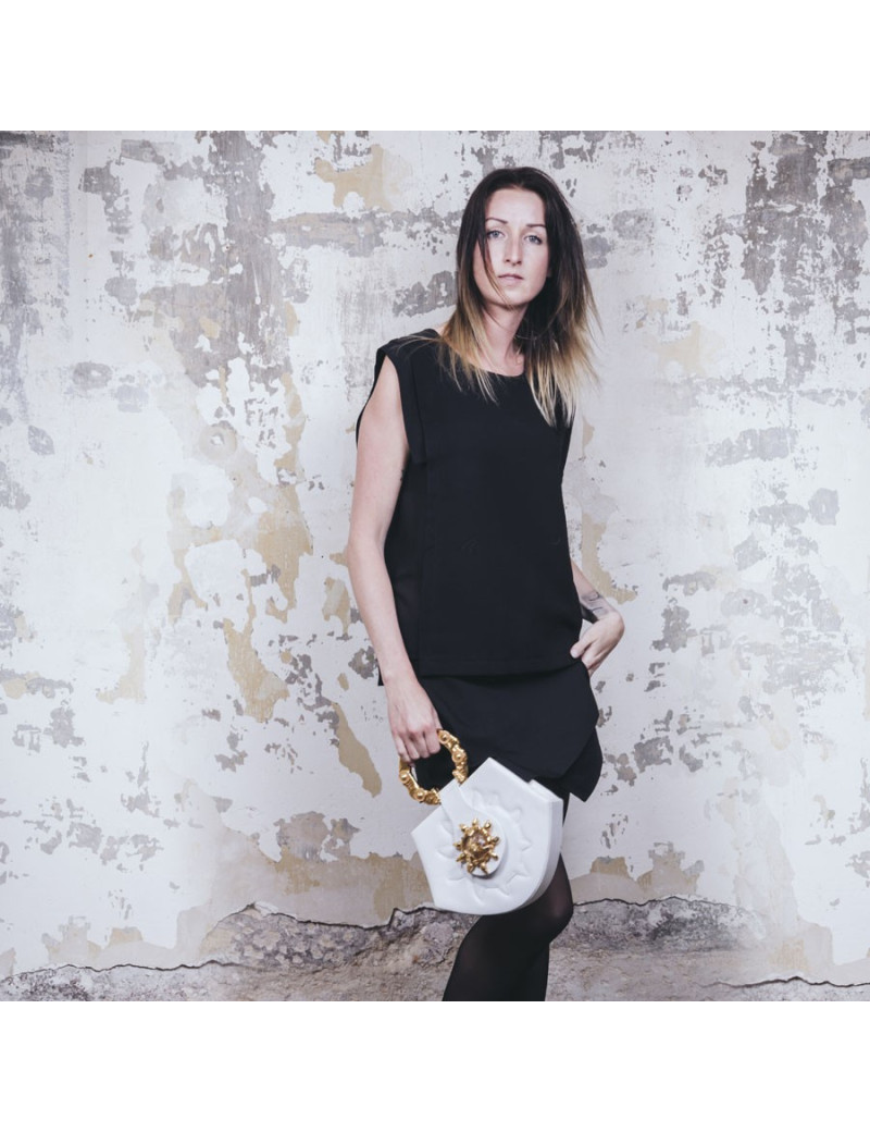 KALINGER vintage bag in white lambskin leather