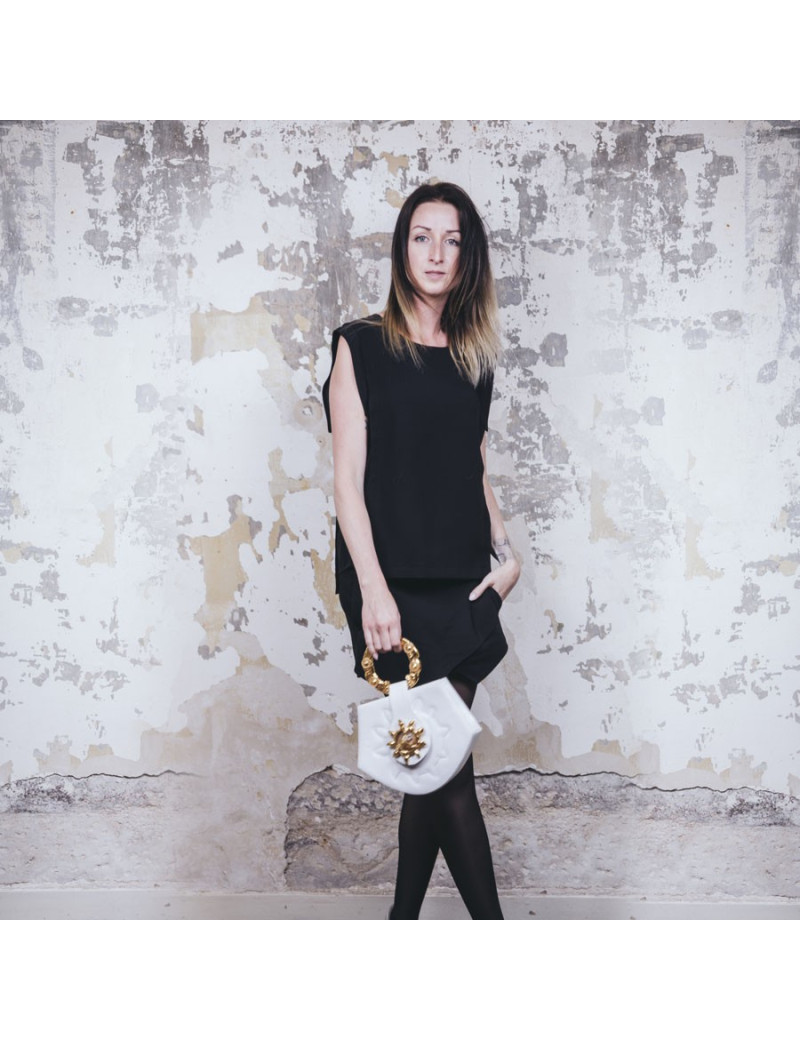 KALINGER vintage bag in white lambskin leather