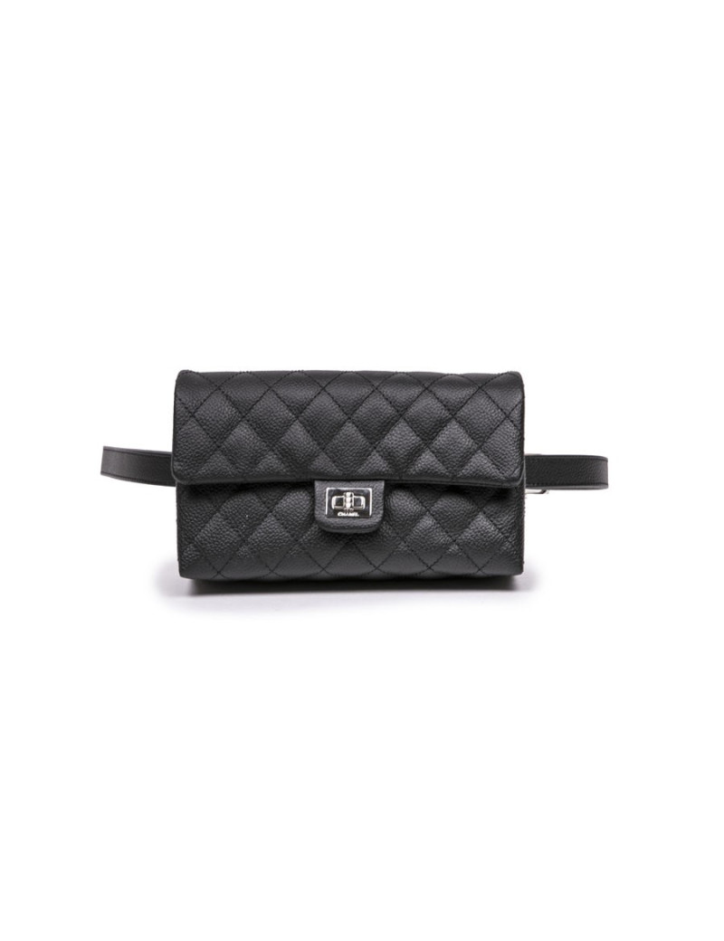 Pochette banane CHANEL cuir grainé noir