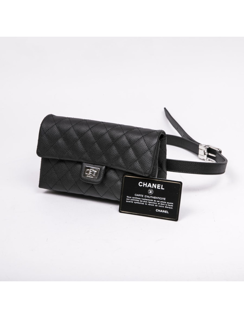 Pochette banane CHANEL cuir grainé noir