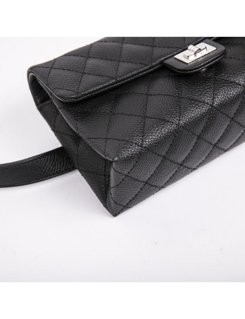 Pochette banane CHANEL cuir grainé noir