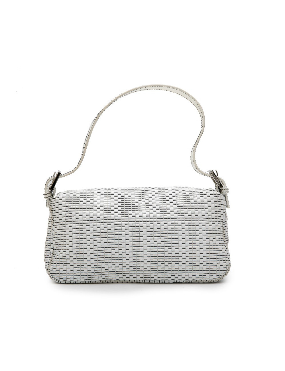 FENDI baguette bag in white patent breaded leather