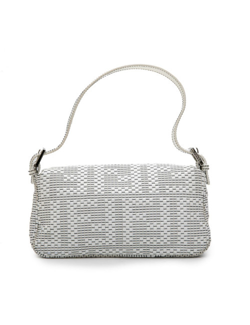 FENDI baguette bag in white patent breaded leather