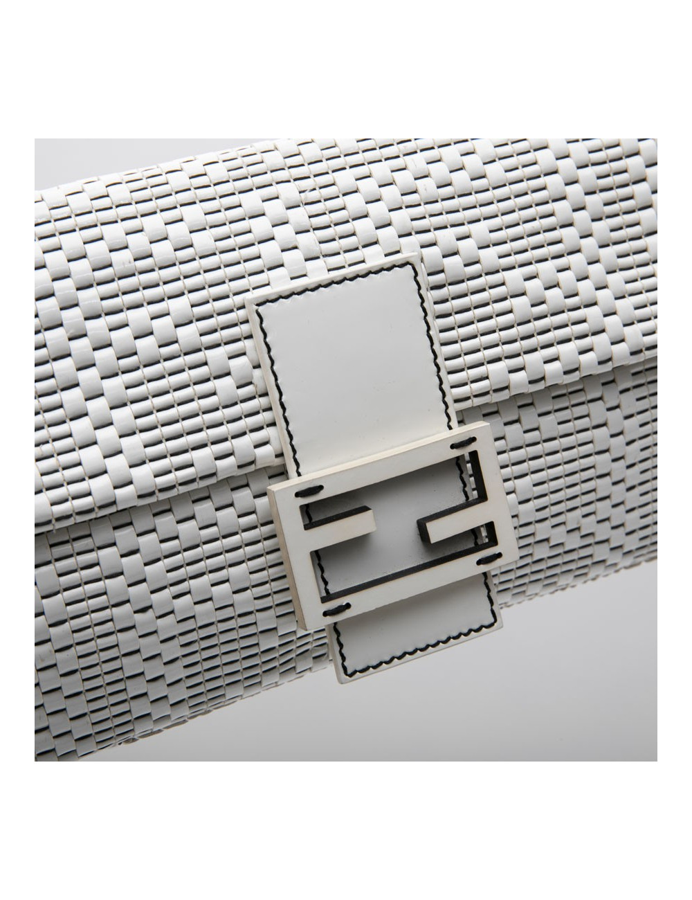 FENDI baguette bag in white patent breaded leather