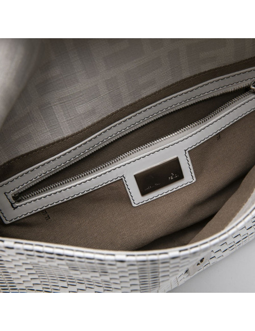 FENDI baguette bag in white patent breaded leather