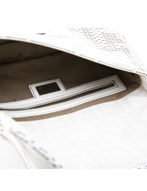 FENDI baguette bag in white patent breaded leather