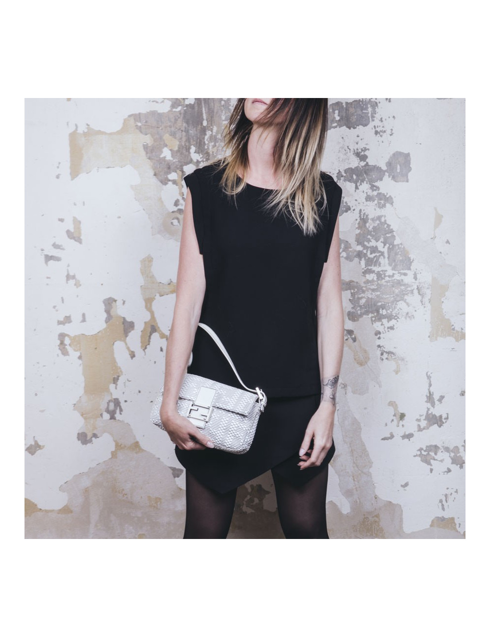 FENDI baguette bag in white patent breaded leather