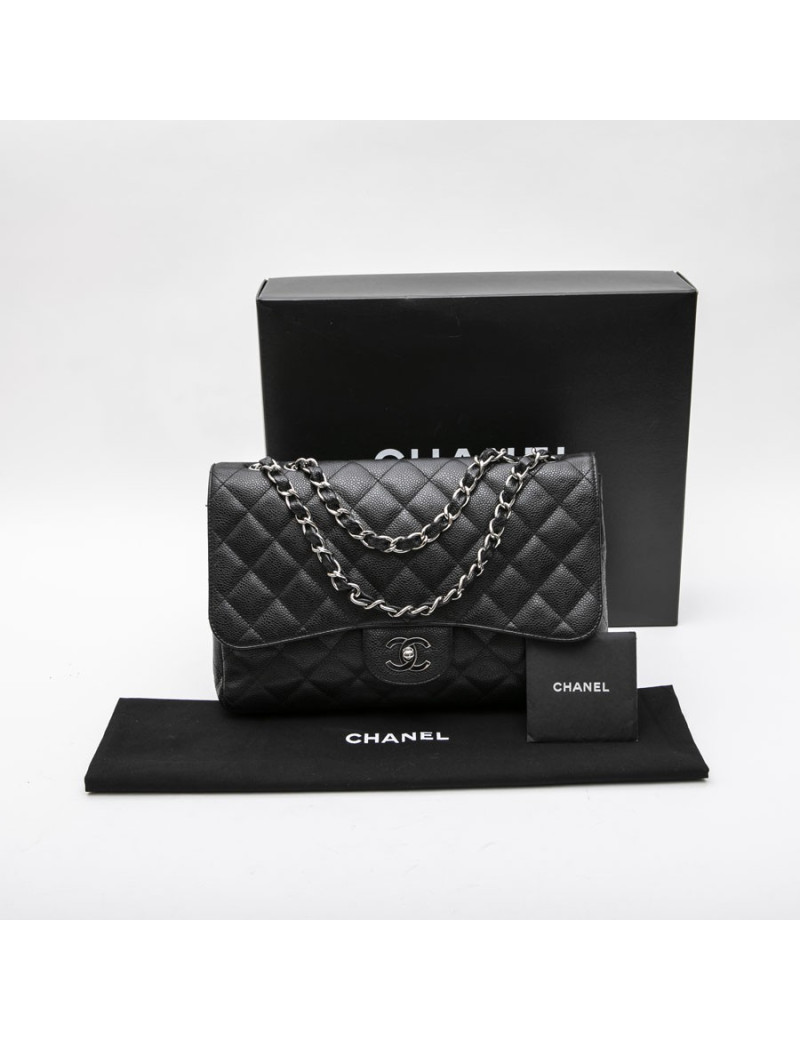 Jumbo CHANEL cuir caviar noir