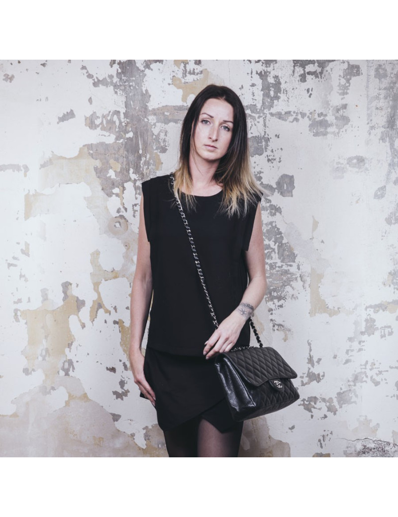 Jumbo CHANEL cuir caviar noir