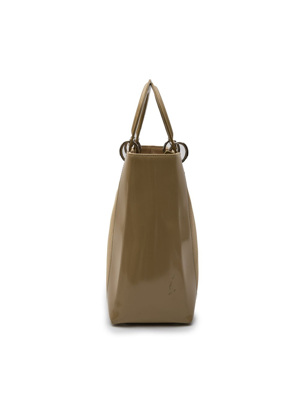 CHRISTIAN DIOR Lady D bag in beige canvas and beige patent leather