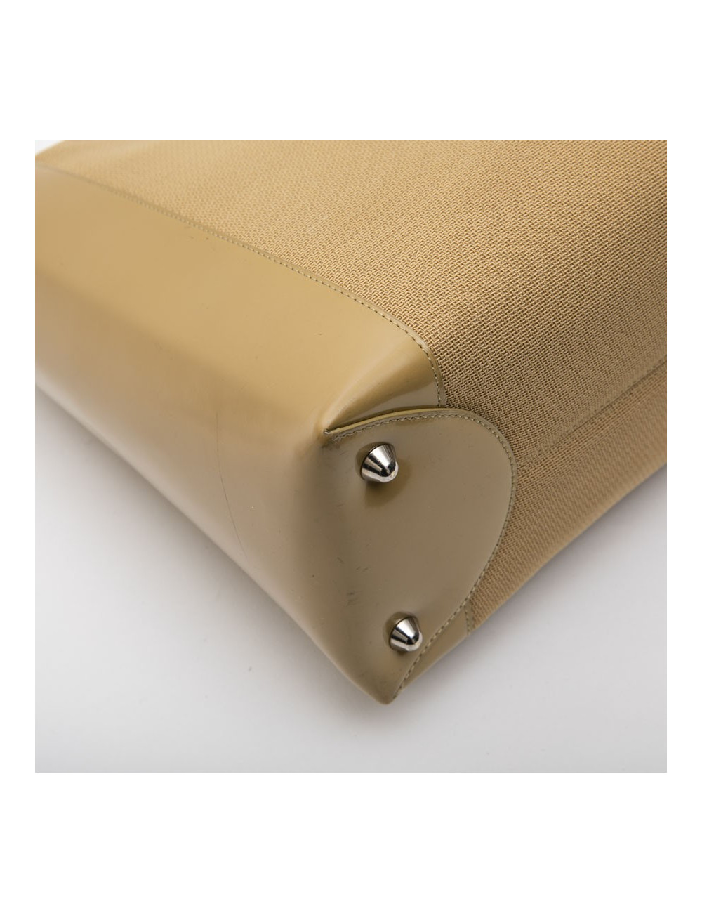 CHRISTIAN DIOR Lady D bag in beige canvas and beige patent leather