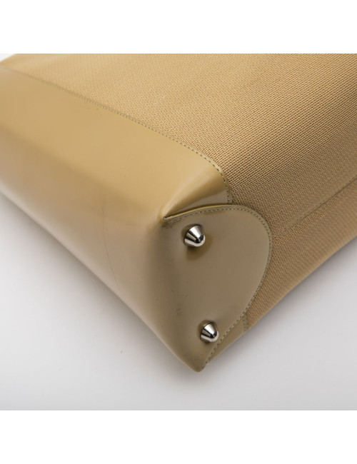 CHRISTIAN DIOR Lady D bag in beige canvas and beige patent leather