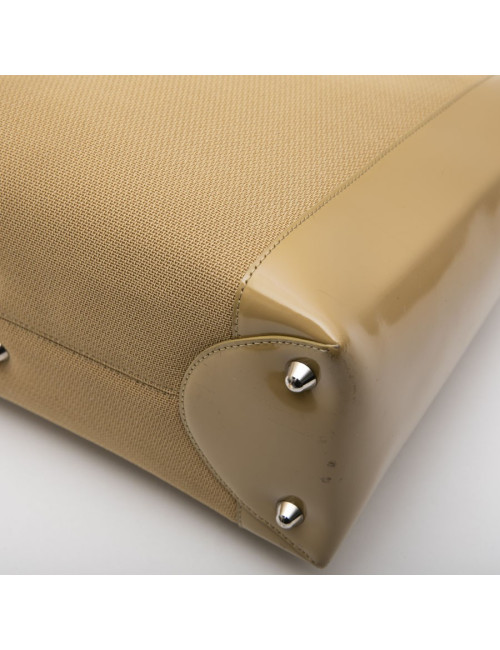 CHRISTIAN DIOR Lady D bag in beige canvas and beige patent leather