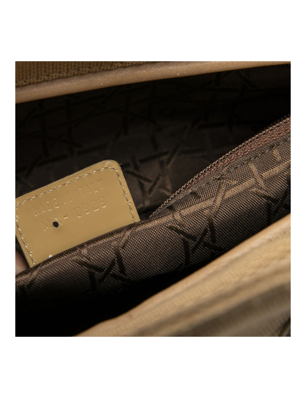 CHRISTIAN DIOR Lady D bag in beige canvas and beige patent leather