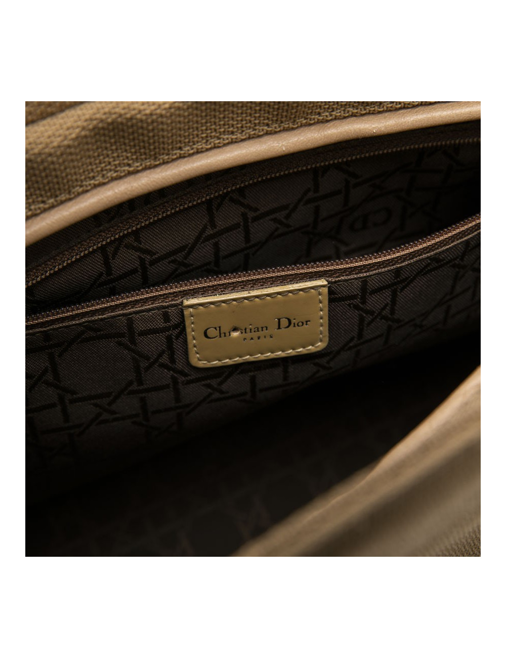 CHRISTIAN DIOR Lady D bag in beige canvas and beige patent leather