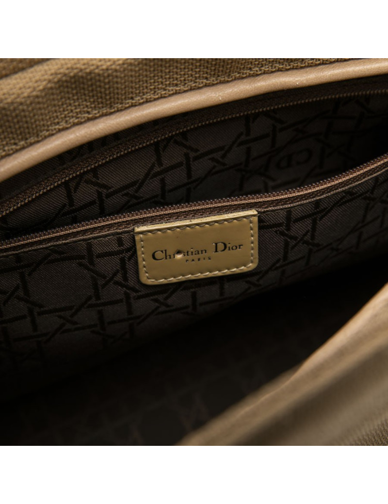 Sac Lady D CHRISTIAN DIOR cuir verni et toile beige