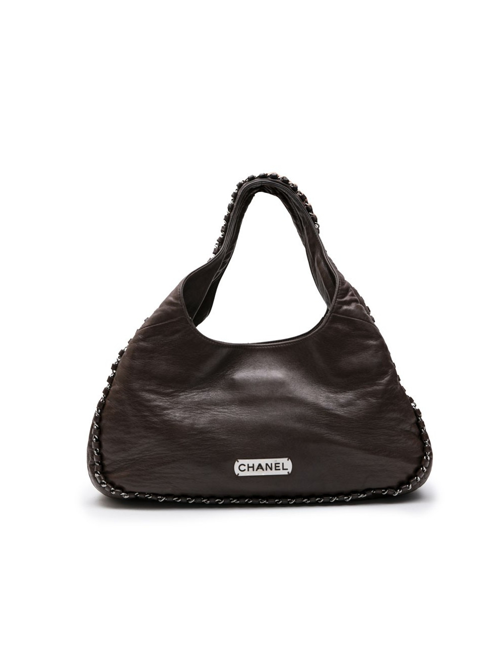 Sac CHANEL en cuir lisse marron