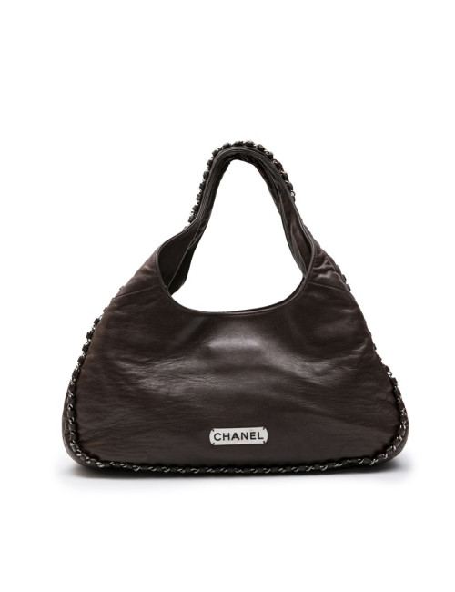 Sac CHANEL en cuir lisse marron