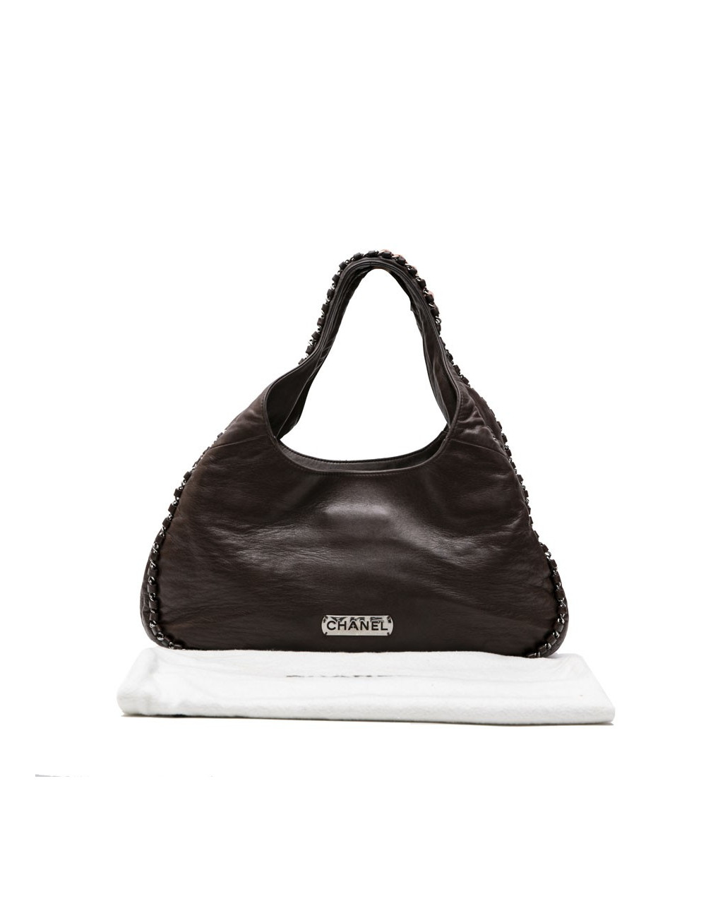 Sac CHANEL en cuir lisse marron