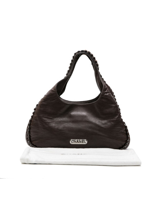 Sac CHANEL en cuir lisse marron