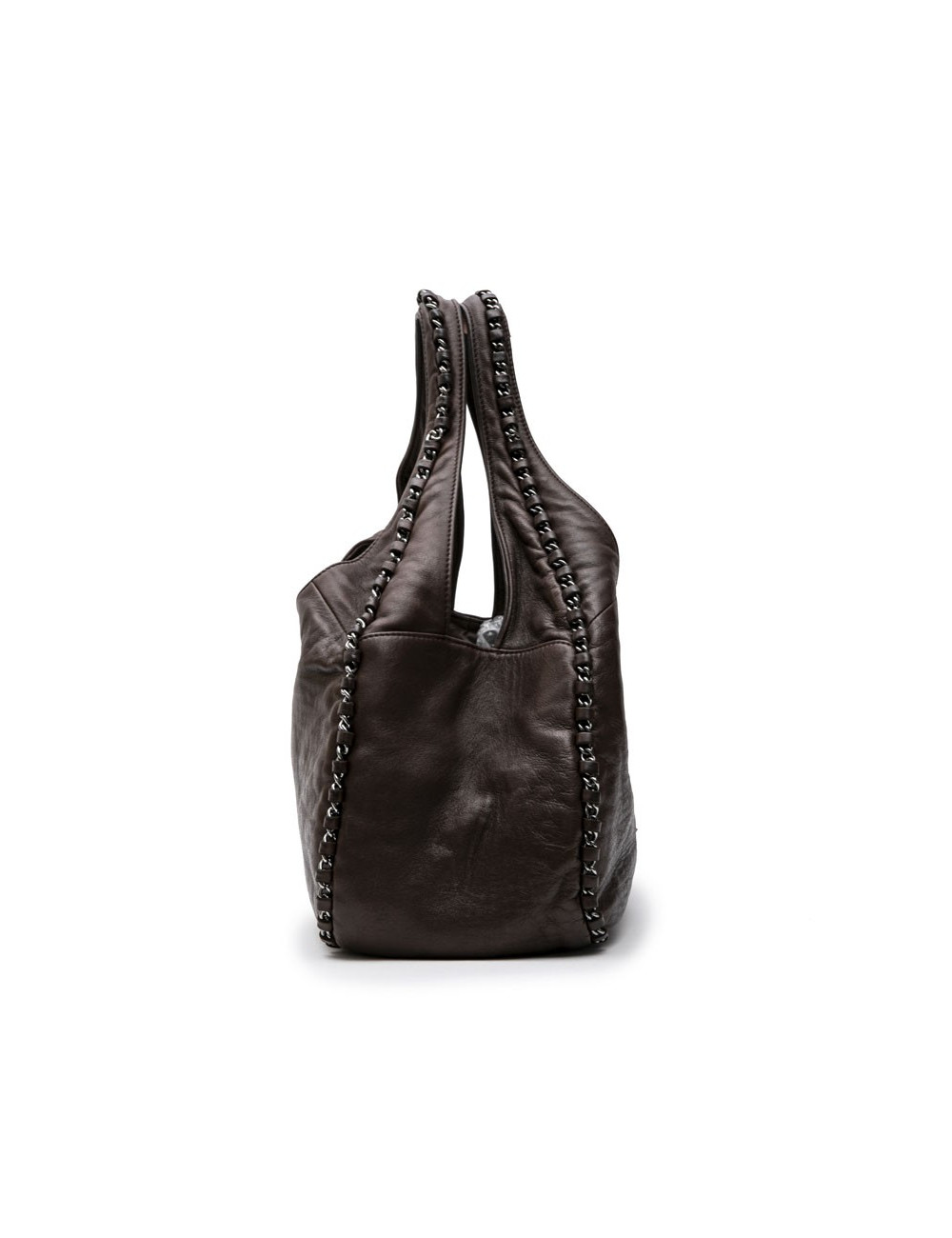 Sac CHANEL en cuir lisse marron