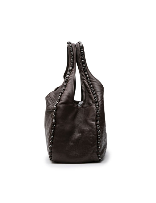 Sac CHANEL en cuir lisse marron