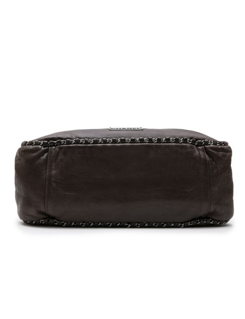 Sac CHANEL en cuir lisse marron