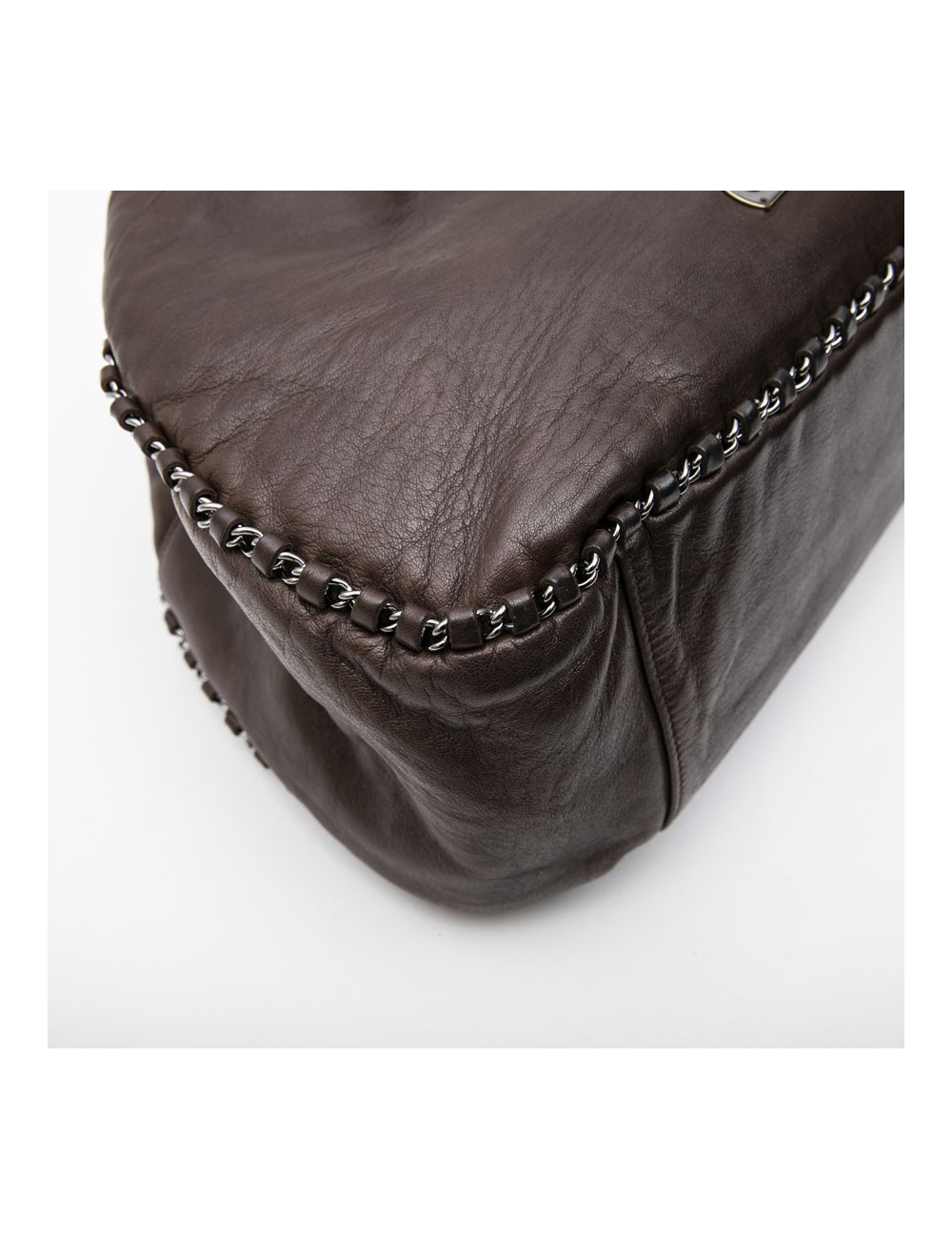 Sac CHANEL en cuir lisse marron