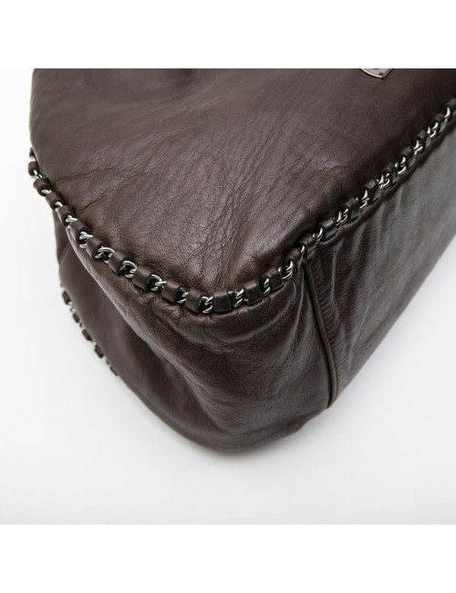 Sac CHANEL en cuir lisse marron