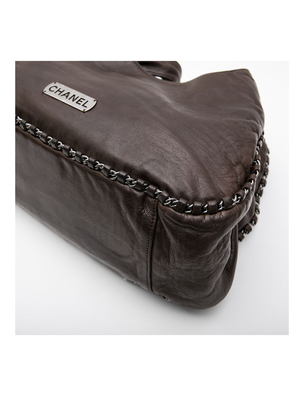 Sac CHANEL en cuir lisse marron