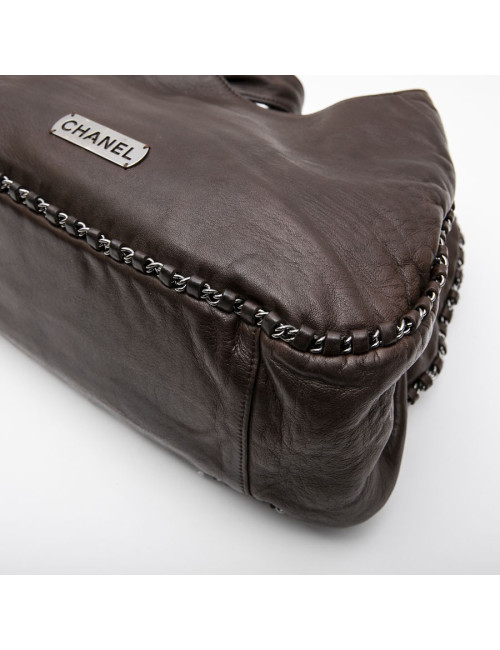 Sac CHANEL en cuir lisse marron