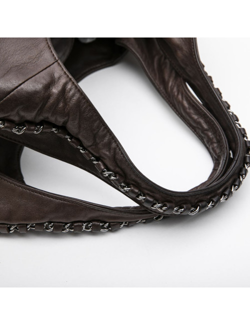 Sac CHANEL en cuir lisse marron