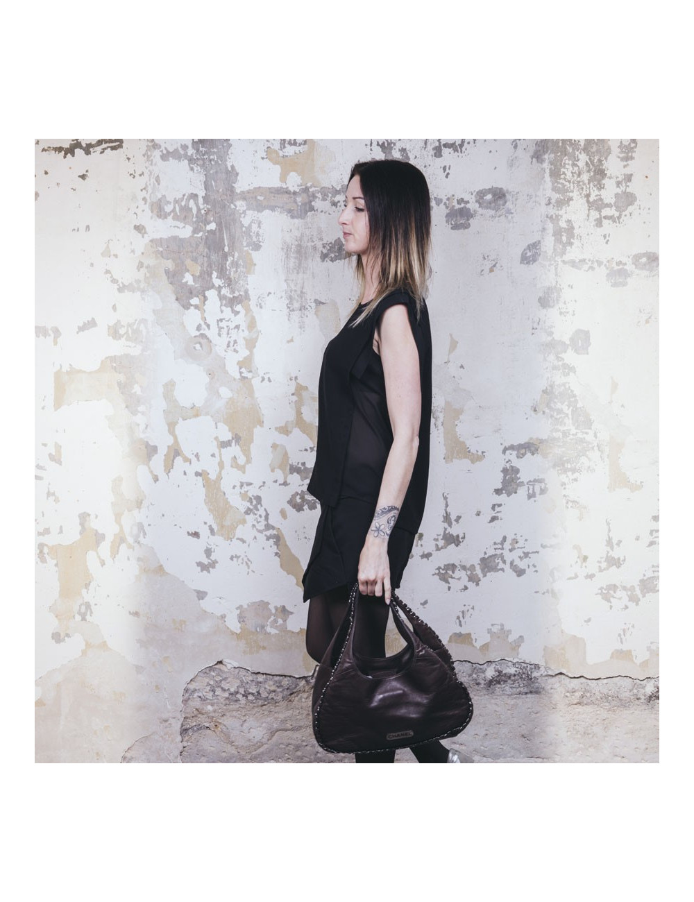 Sac CHANEL en cuir lisse marron