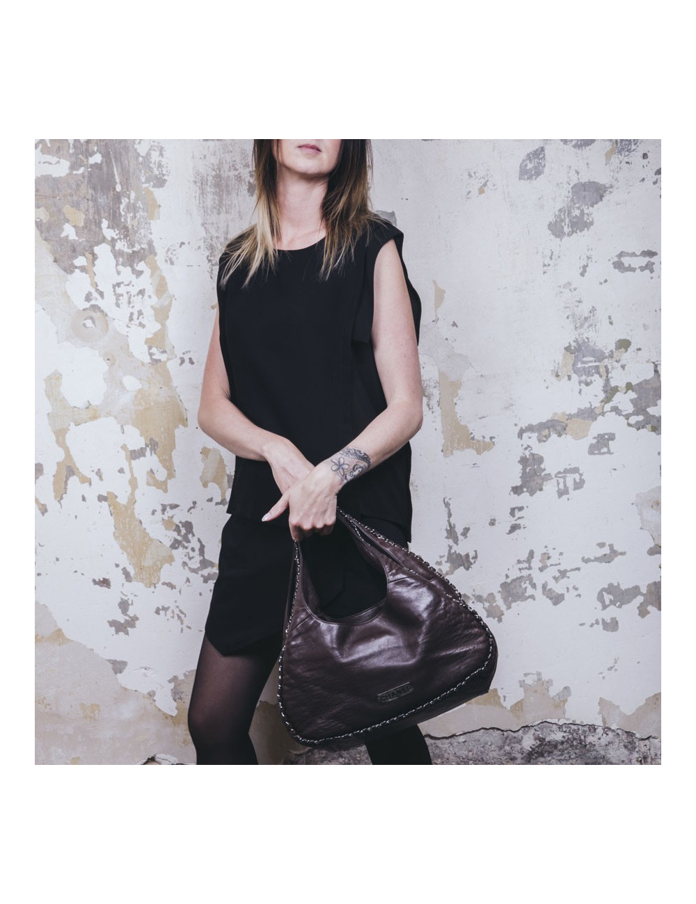 Sac CHANEL en cuir lisse marron