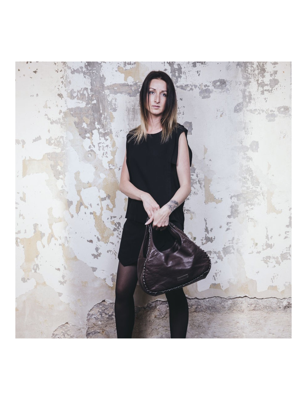 Sac CHANEL en cuir lisse marron