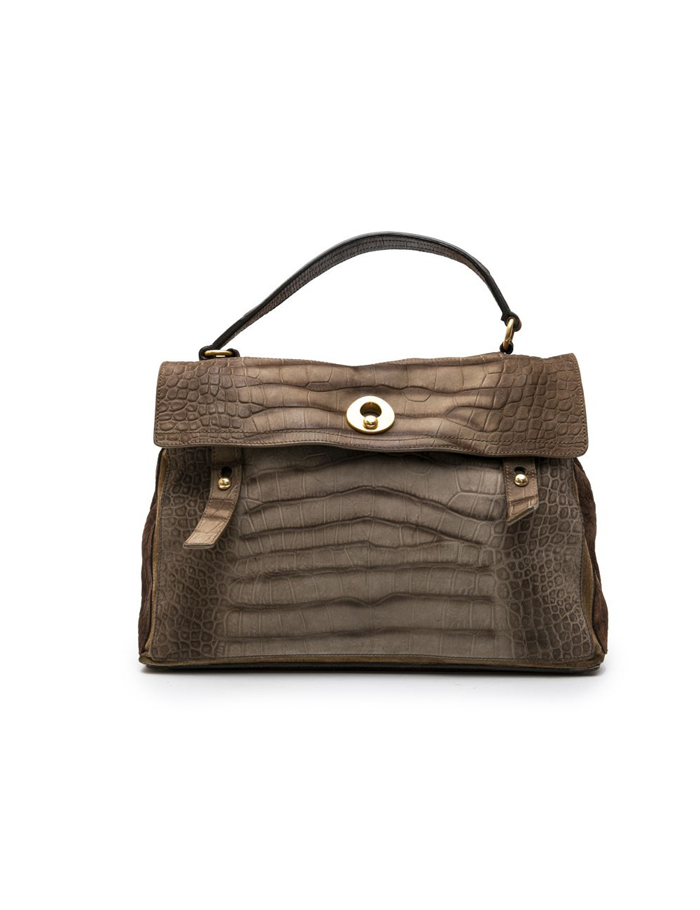 YVES SAINT LAURENT Muse II bag in brown leather with crocodile pattern