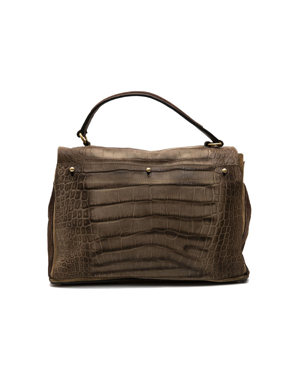 YVES SAINT LAURENT Muse II bag in brown leather with crocodile pattern