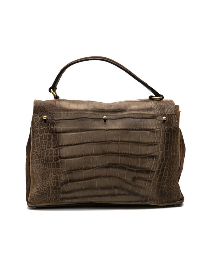 Sac "Muse" YVES SAINT LAURENT marron imitation crocodile