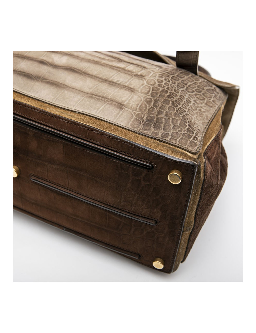 YVES SAINT LAURENT Muse II bag in brown leather with crocodile pattern