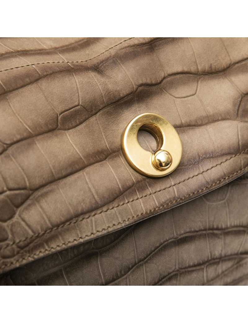 Sac "Muse" YVES SAINT LAURENT marron imitation crocodile