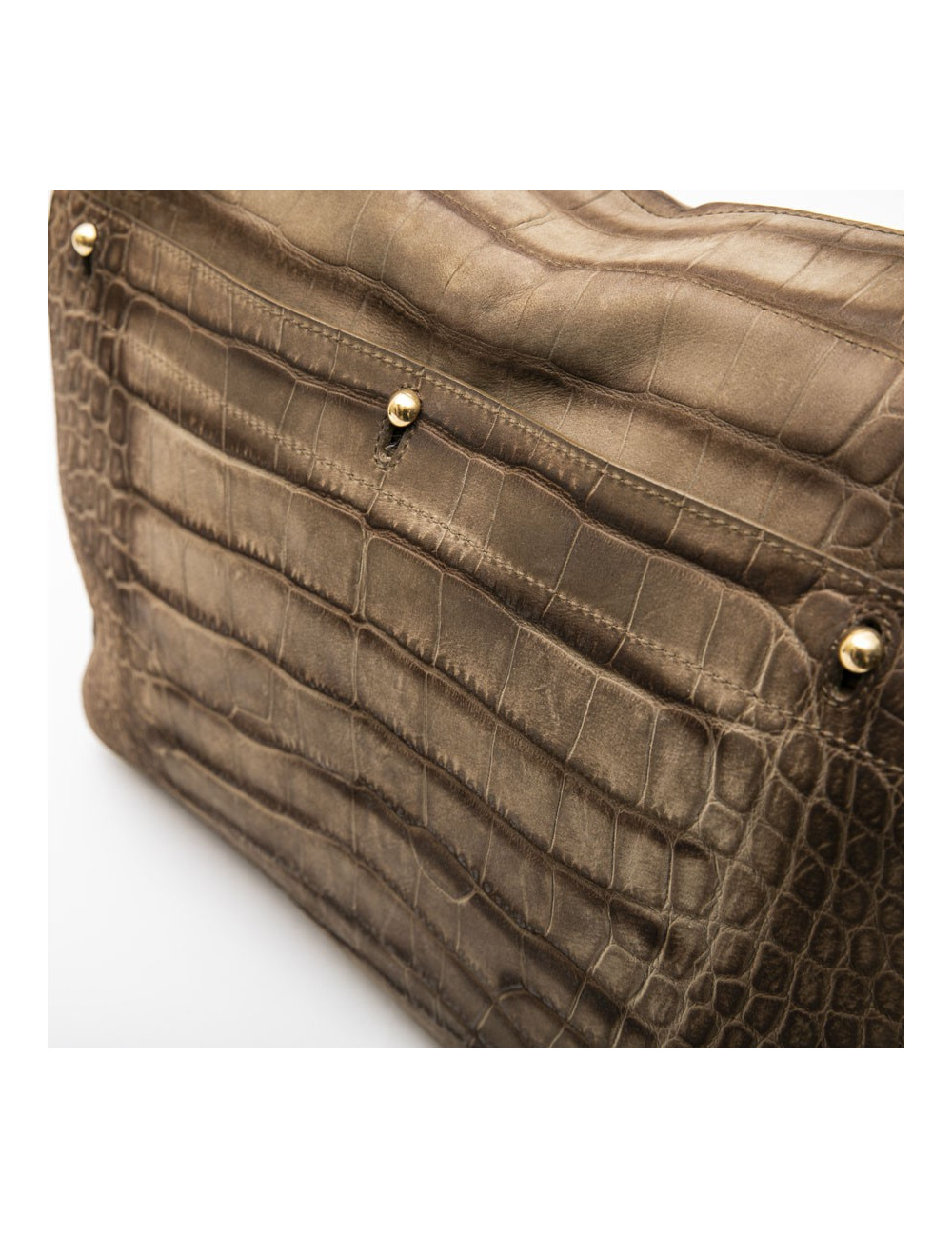 YVES SAINT LAURENT Muse II bag in brown leather with crocodile pattern